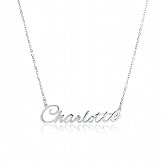 Charlotte Name Necklace - Signature Names Gold or Silver Tone Nameplate Necklace