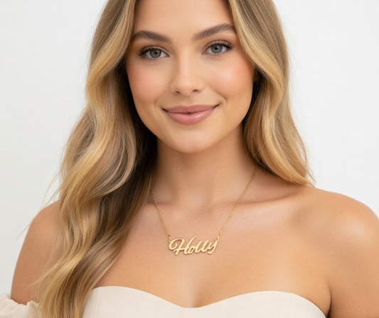 Holly Name Necklace - Signature Names Gold or Silver Tone Nameplate Necklace