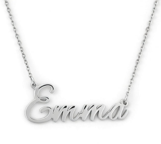 Emma Name Necklace - Signature Names Gold or Silver Tone Nameplate Necklace