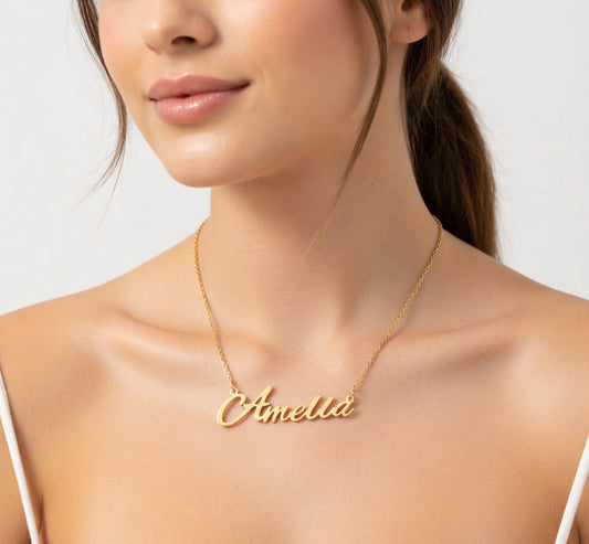 Amelia Name Necklace - Signature Names Gold Nameplate Necklace