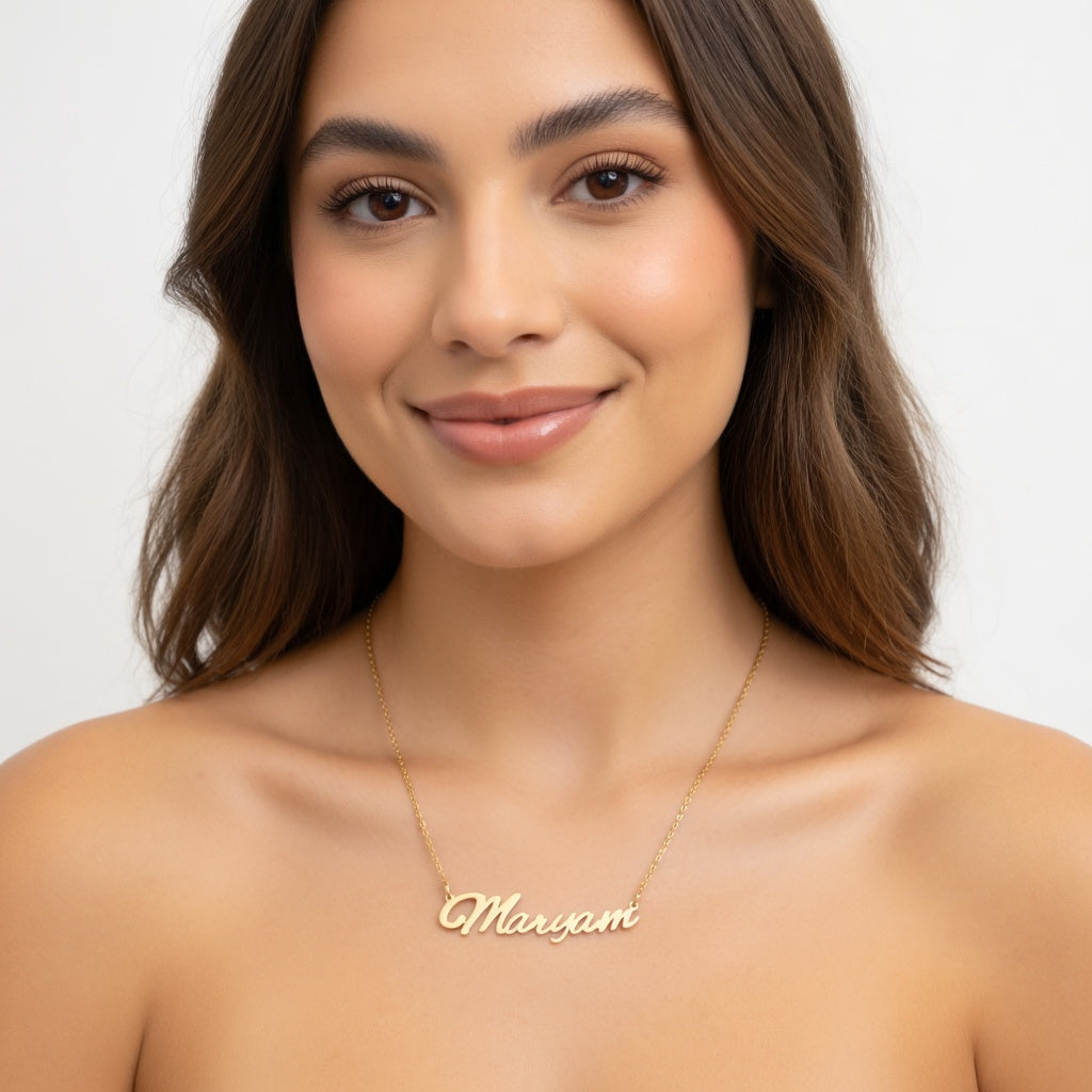 Maryam Name Necklace - Signature Names Gold Nameplate Necklace