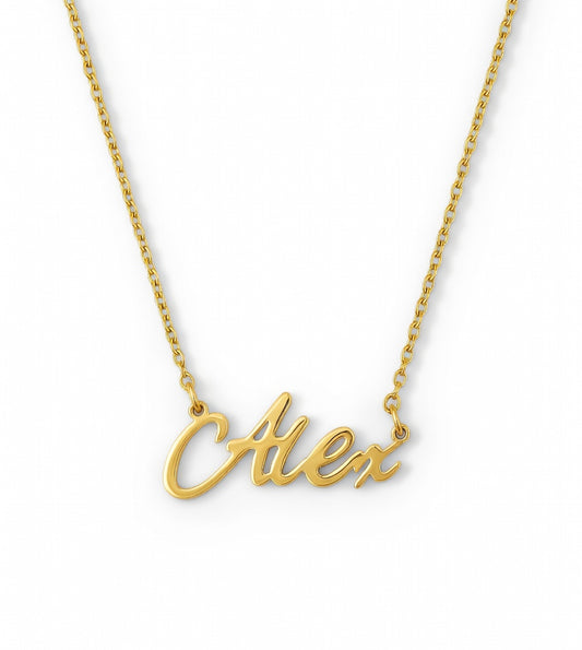 Alex Name Necklace - Signature Names Gold or Silver Tone Nameplate Necklace