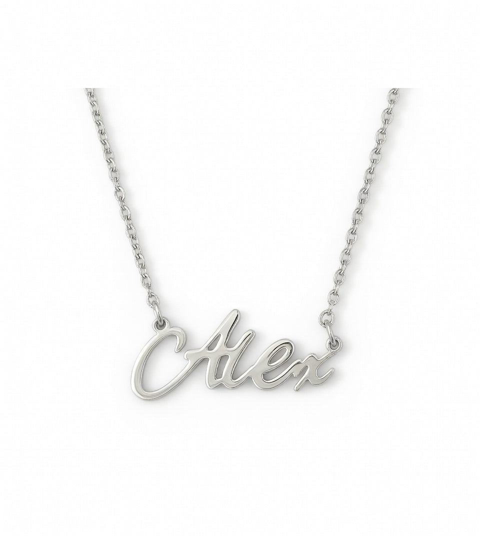 Alex Name Necklace - Signature Names Gold or Silver Tone Nameplate Necklace