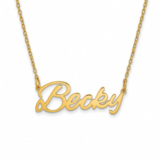 Becky Name Necklace - Signature Names Gold or Silver Tone Nameplate Necklace