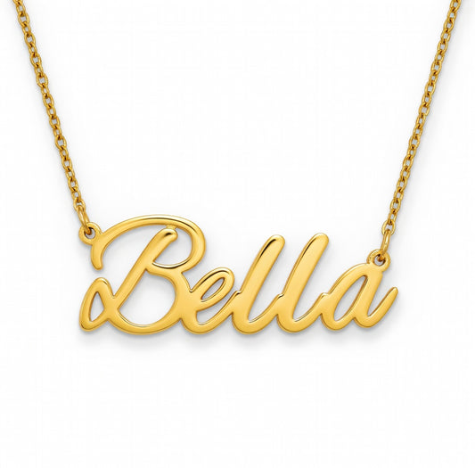 Bella Name Necklace - Signature Names Gold Nameplate Necklace