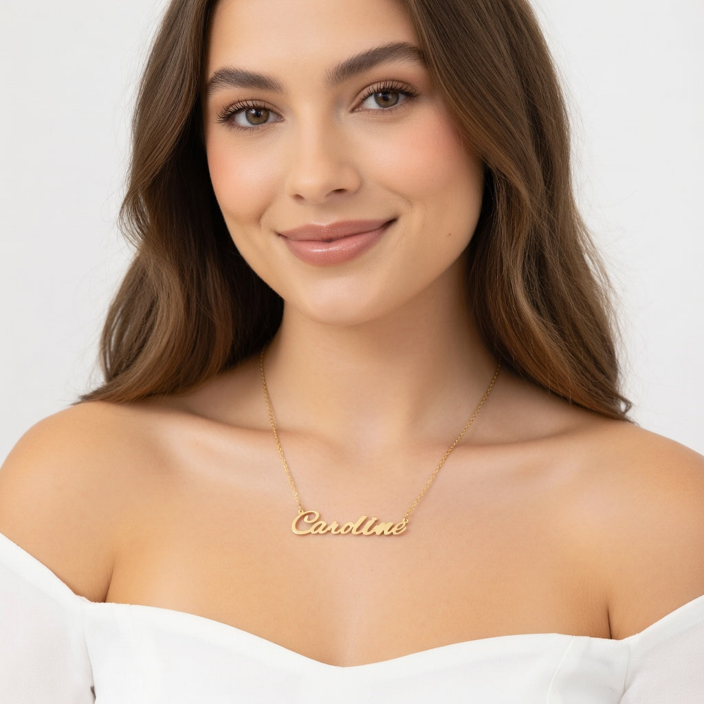 Caroline Name Necklace - Signature Names Gold Nameplate Necklace