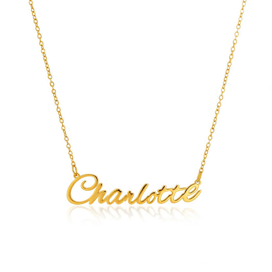 Charlotte Name Necklace - Signature Names Gold or Silver Tone Nameplate Necklace