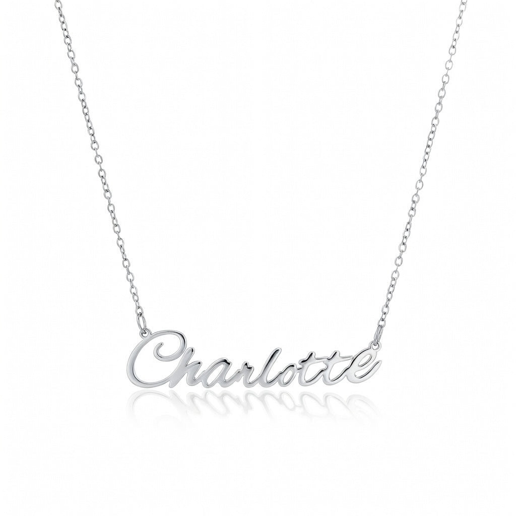 Charlotte Name Necklace - Signature Names Gold or Silver Tone Nameplate Necklace