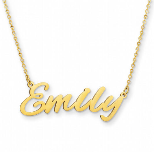 Emily Name Necklace - Signature Names Gold or Silver Tone Nameplate Necklace