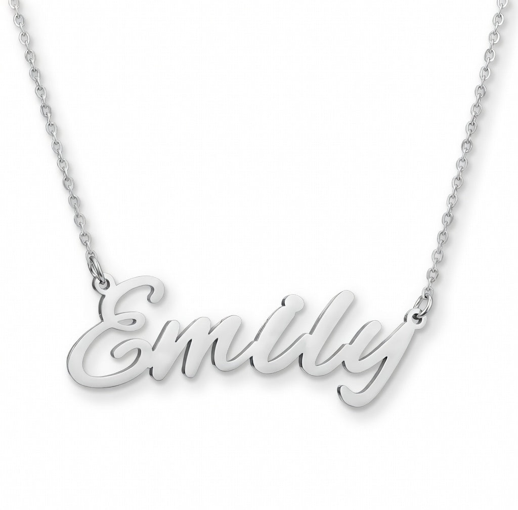 Emily Name Necklace - Signature Names Gold or Silver Tone Nameplate Necklace