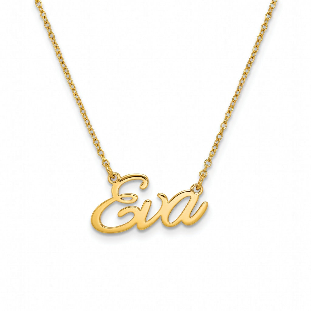 Eva Name Necklace - Signature Names Gold or Silver Tone Nameplate Necklace
