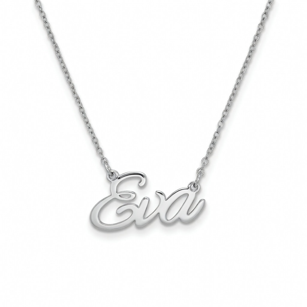 Eva Name Necklace - Signature Names Gold or Silver Tone Nameplate Necklace