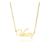 Verity name necklace in gold