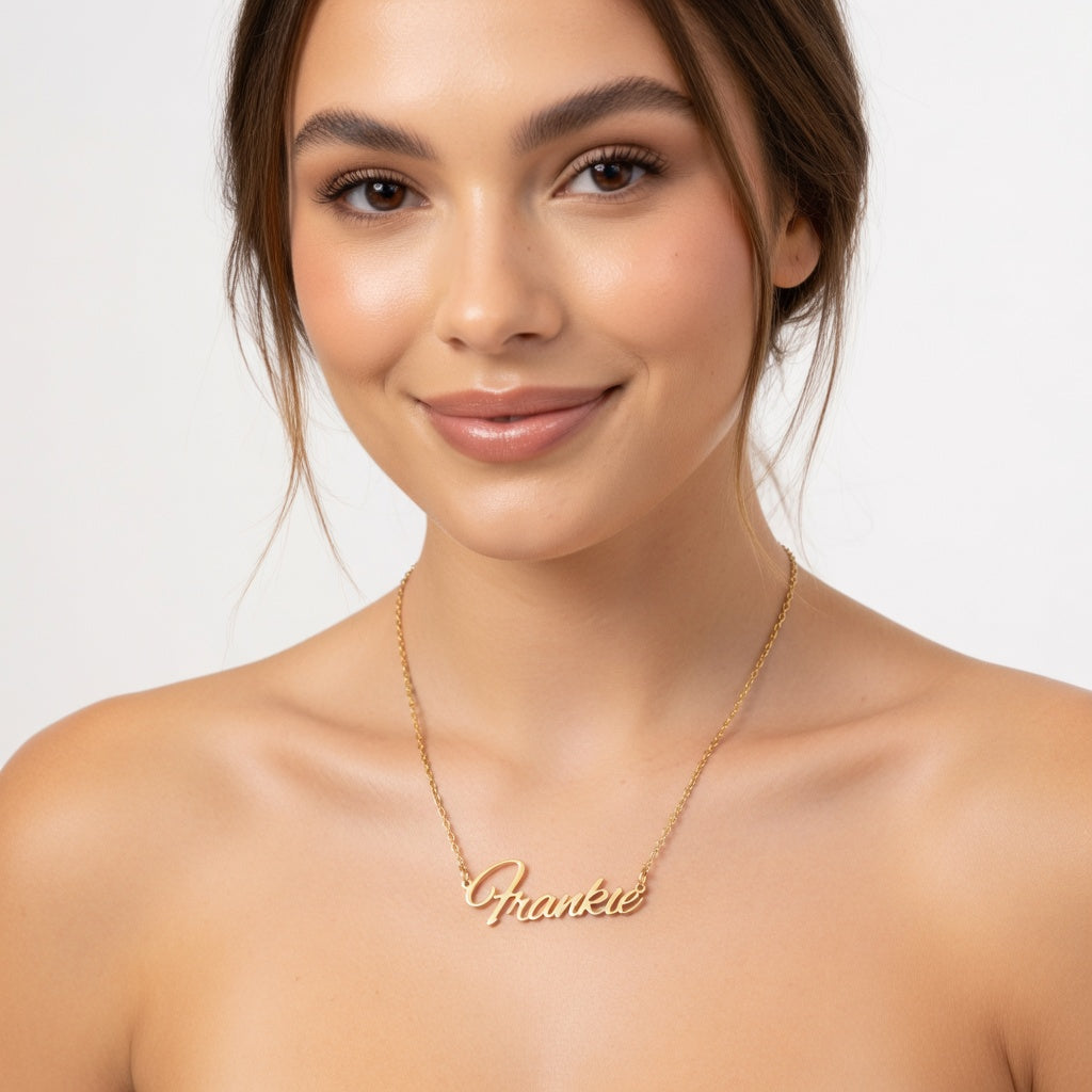 Frankie Name Necklace - Signature Names Gold Nameplate Necklace