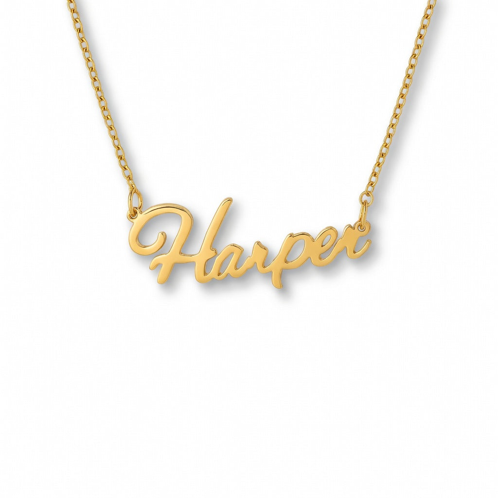 Harper Name Necklace - Signature Names Gold Nameplate Necklace