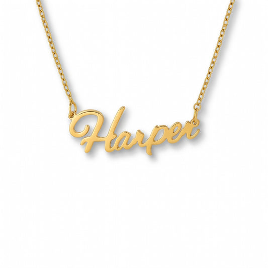 Harper Name Necklace - Signature Names Gold Nameplate Necklace