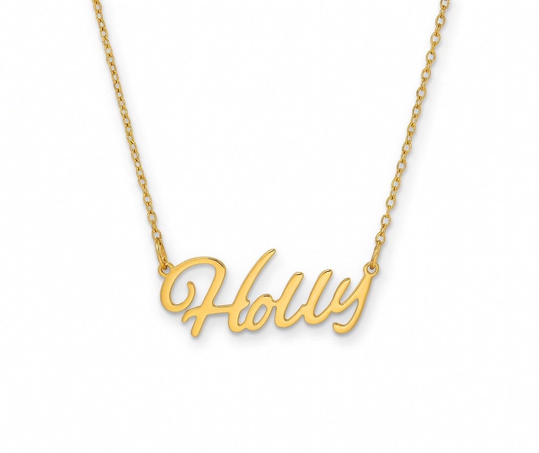 Holly Name Necklace - Signature Names Gold or Silver Tone Nameplate Necklace