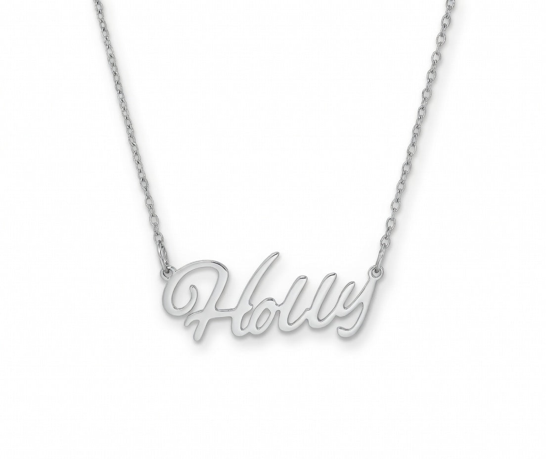 Holly Name Necklace - Signature Names Gold or Silver Tone Nameplate Necklace