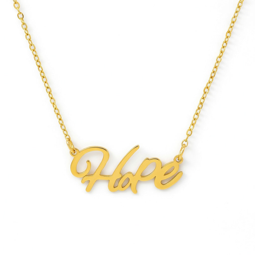 Hope Name Necklace - Signature Names Gold or Silver Tone Nameplate Necklace