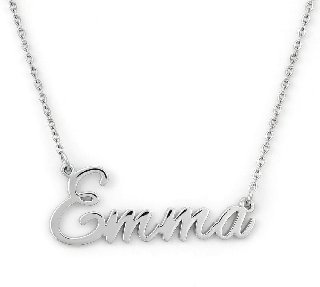Emma Name Necklace - Signature Names Gold or Silver Tone Nameplate Necklace