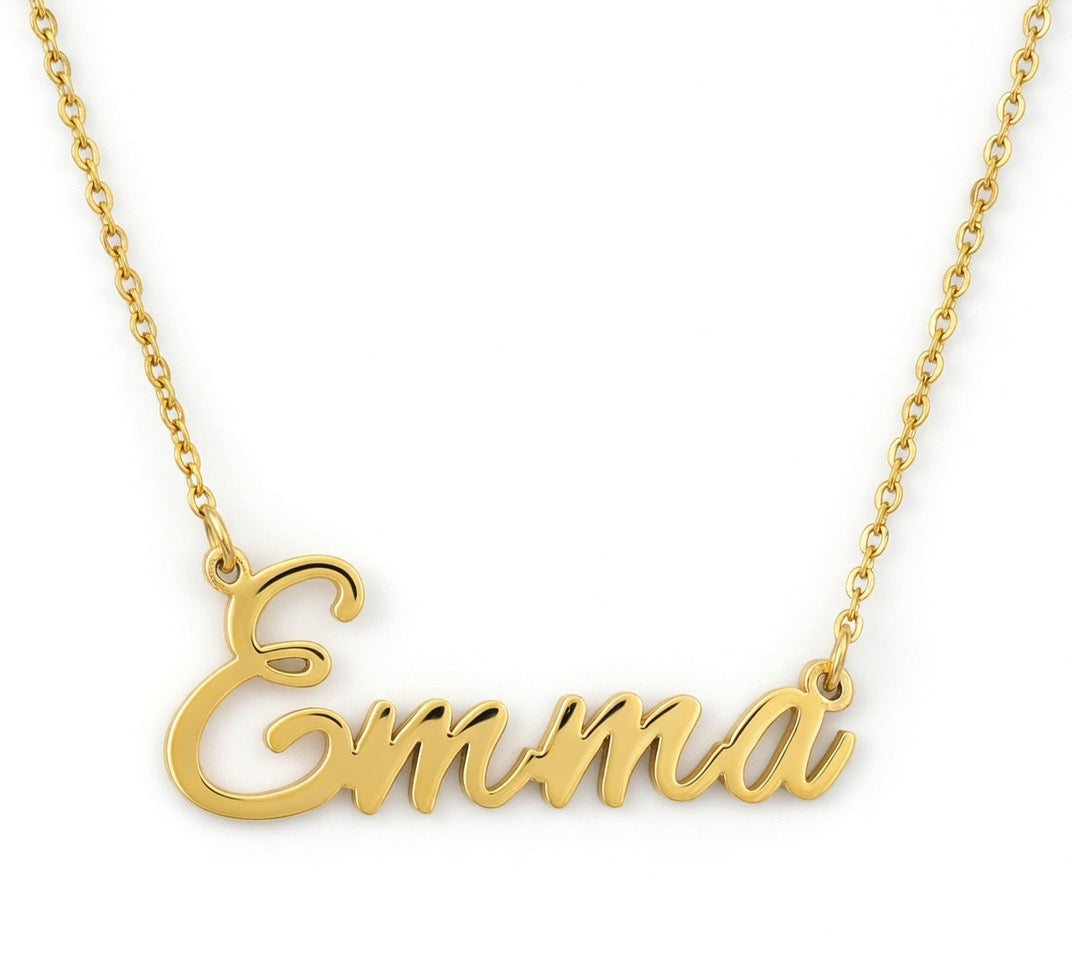 Emma Name Necklace - Signature Names Gold or Silver Tone Nameplate Necklace