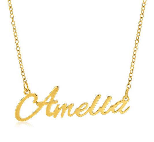 Amelia Name Necklace - Signature Names Gold Nameplate Necklace