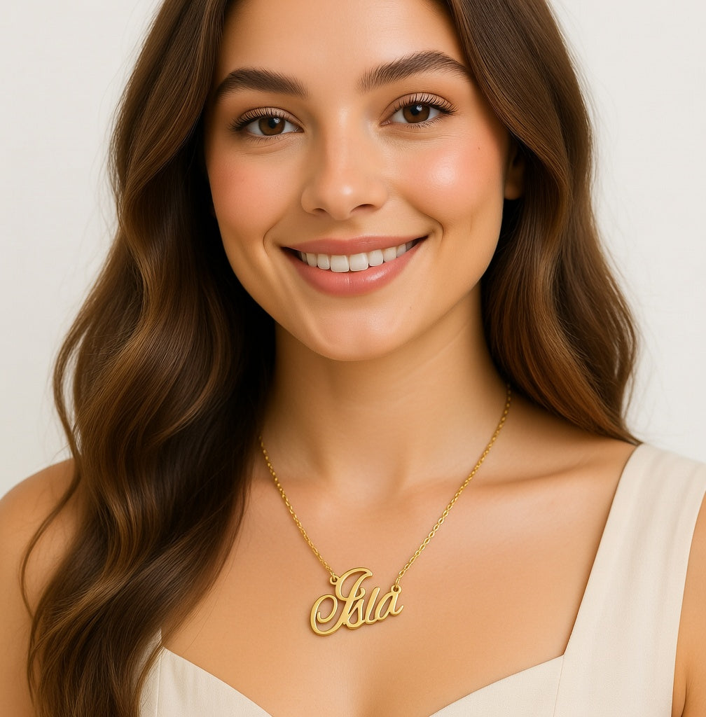 Isla Name Necklace - Signature Names Gold Nameplate Necklace
