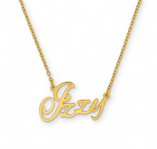 Izzy Name Necklace - Signature Names Gold Nameplate Necklace