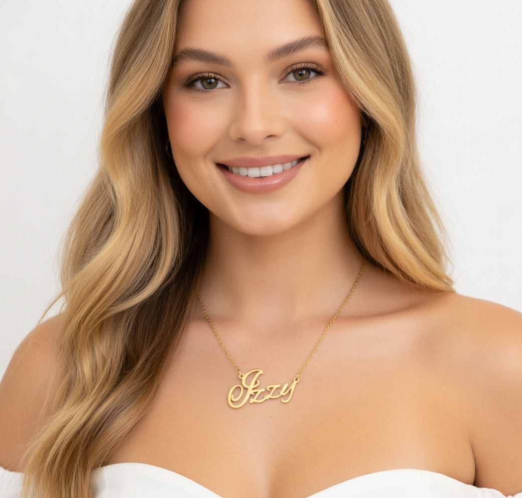 Izzy Name Necklace - Signature Names Gold Nameplate Necklace