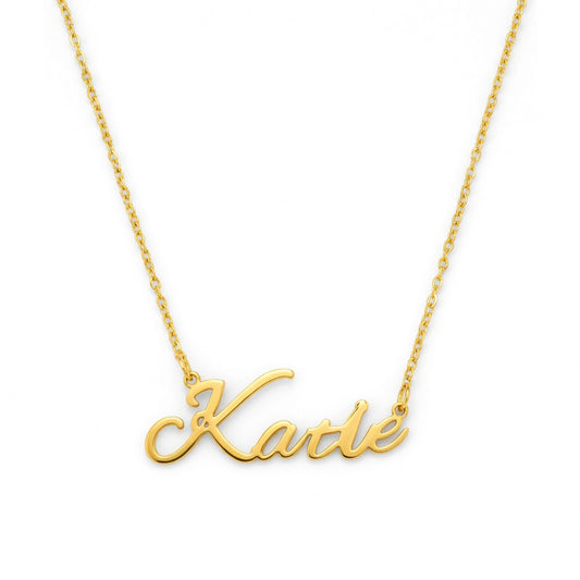 Katie Name Necklace - Signature Names Gold or Silver Tone Nameplate Necklace