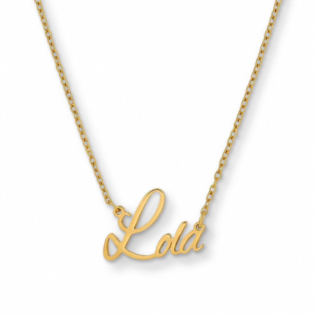 Lola Name Necklace - Signature Names Gold Nameplate Necklace