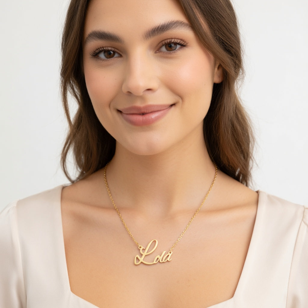 Lola Name Necklace - Signature Names Gold Nameplate Necklace