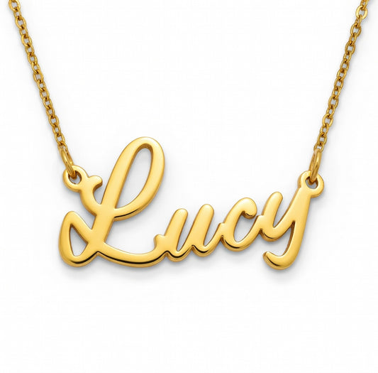 Lucy Name Necklace - Signature Names Gold Nameplate Necklace