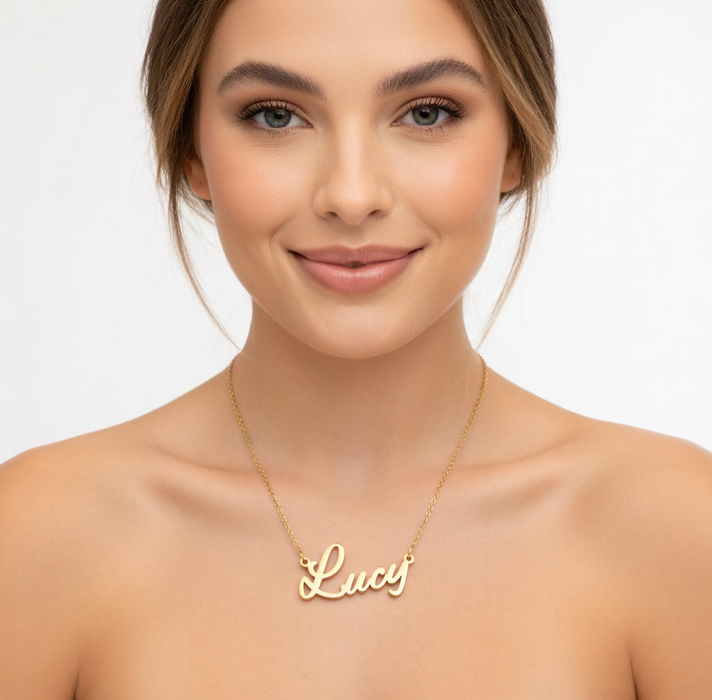 Lucy Name Necklace - Signature Names Gold Nameplate Necklace