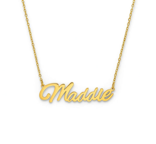 Maddie Name Necklace - Signature Names Gold Nameplate Necklace