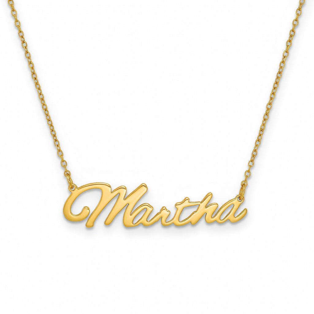Martha Name Necklace - Signature Names Gold or Silver Tone Nameplate Necklace