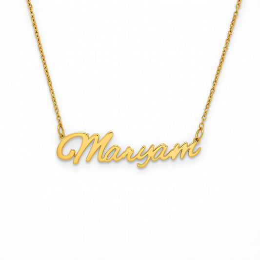 Maryam Name Necklace - Signature Names Gold Nameplate Necklace