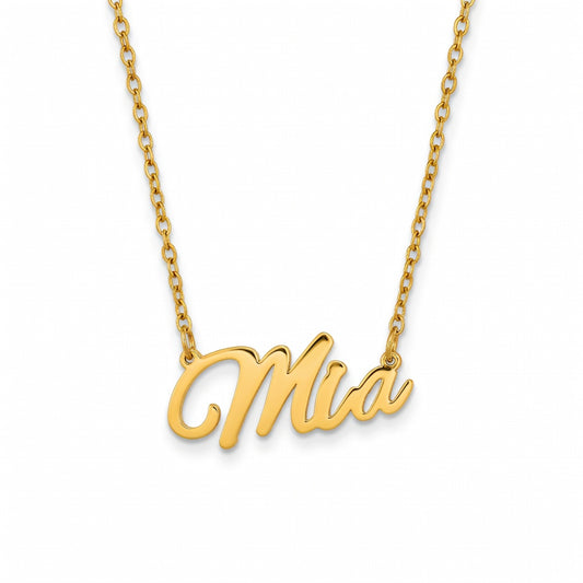 Mia Name Necklace - Signature Names Gold Nameplate Necklace