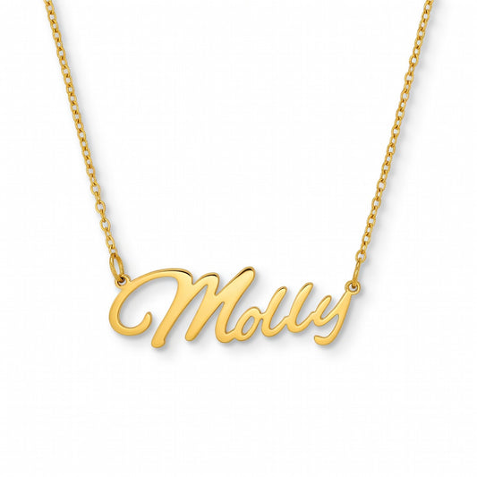 Molly Name Necklace - Signature Names Gold or Silver Tone Nameplate Necklace