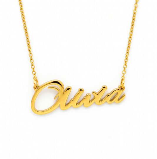 Olivia Name Necklace - Signature Names Gold Nameplate Necklace