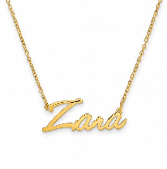 Zara Name Necklace - Signature Names Gold Nameplate Necklace