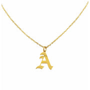 Gothic A Initial Necklace in gold