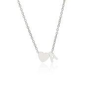 Initial Necklace: Letter A Tiny Heart in silver
