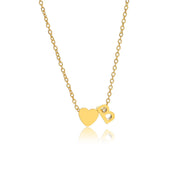 Initial Necklace: Letter B Tiny Heart in gold