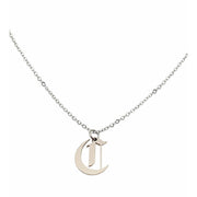 Gothic C initial necklace in silver