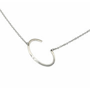 Slanted C Initial Necklace in silver