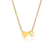 Letter D Tiny Heart Initial Necklace in gold 