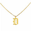 Gothic D Initial Necklace in gold