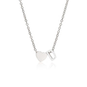 Letter D Tiny Heart Initial Necklace in silver