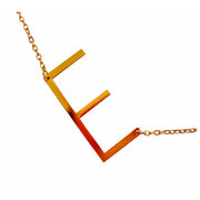 Slanted E Initial Necklace in gold